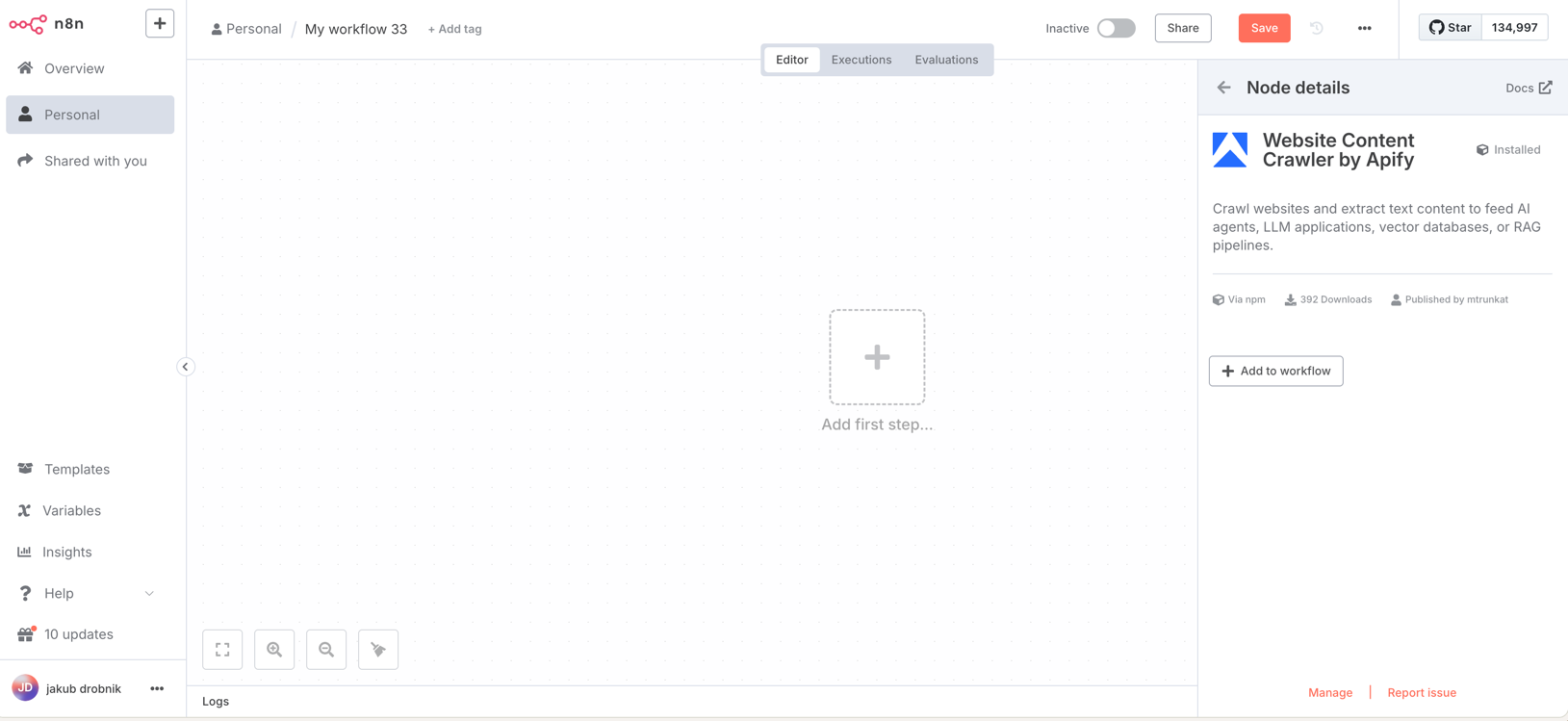 Website Content Crawler by Apify on n8n